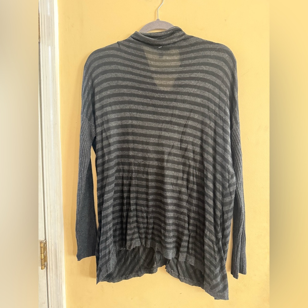 Eileen Fisher Black/Charcoal Striped Cowl Neck Sweater, XS - Picture 6 of 6
